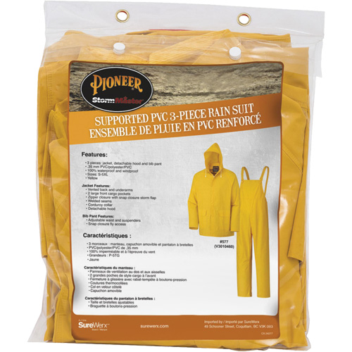 577 3-Piece Rain Suit, Polyester/PVC, 6X-Large, Yellow PB Rental Co. Ltd.