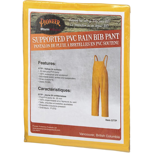 577P Storm Master&reg; Bib Pants, Small, Polyester/PVC, Yellow PB Rental Co. Ltd.