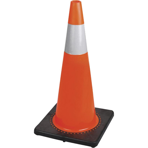 183N C&ocirc;ne de s&eacute;curit&eacute; flexible de premi&egrave;re qualit&eacute;, 28", Orange, Bande(s) r&eacute;fl&eacute;chissante(s) 4" PB Rental Co. Ltd.