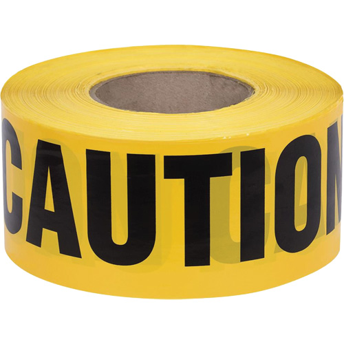 387 Caution Tape, English, 3" W x 1000' L, 1.5 mils, Black on Yellow PB Rental Co. Ltd.