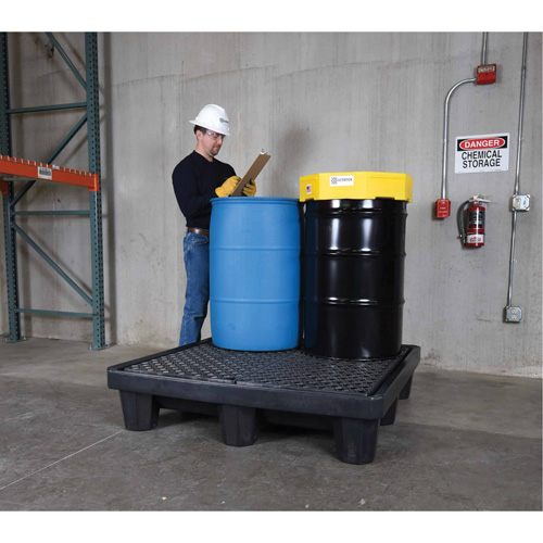 4-Drum Economy Ultra-Spill Pallet&reg;, 66 US gal. Spill Capacity, 53" x 53" x 11.8" PB Rental Co. Ltd.