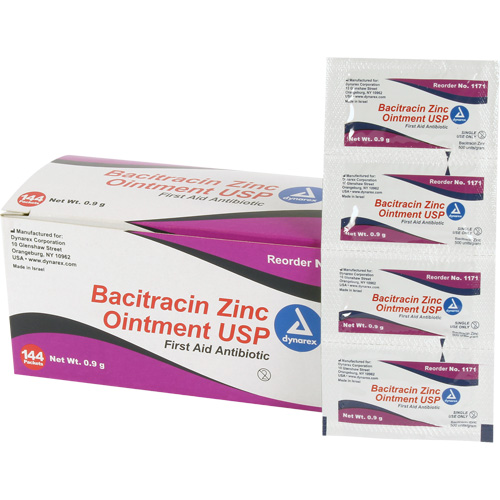 Tampons de premiers soins au bacitracin et zinc Efcom Limited, Onguent, Antibiotique PB Rental Co. Ltd.