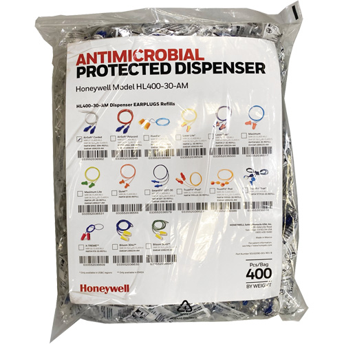 Recharge de bouchons doreille AS-30W pour le distributeur HL400, Vrac - Sac en poly, Avec cordon PB Rental Co. Ltd.