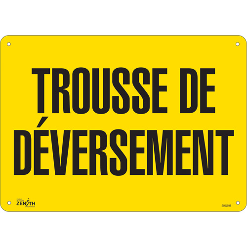 Enseigne  Trousse de d&eacute;versement , 10" x 14", Plastique, Français PB Rental Co. Ltd.