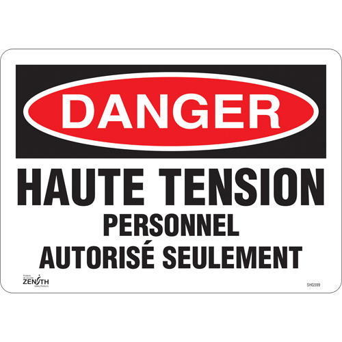 Enseigne  Haute tension , 10" x 14", Vinyle, Français PB Rental Co. Ltd.