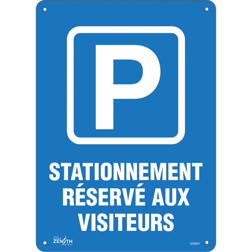Enseigne  Stationnement r&eacute;serv&eacute; aux visiteurs , 10" x 14", Plastique, Français avec pictogramme PB Rental Co. Ltd.