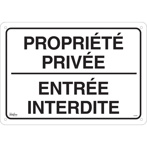 Enseigne  Propri&eacute;t&eacute; priv&eacute;e , 14" x 20", Aluminium, Français PB Rental Co. Ltd.