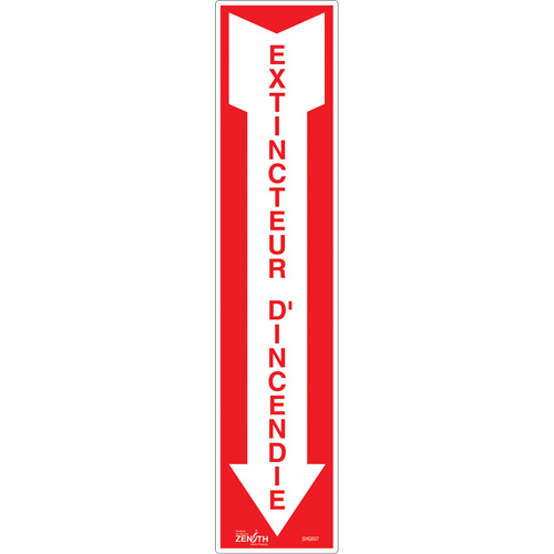 Enseigne  Extincteur d'incendie , 4" x 18", Vinyle, Français avec pictogramme PB Rental Co. Ltd.