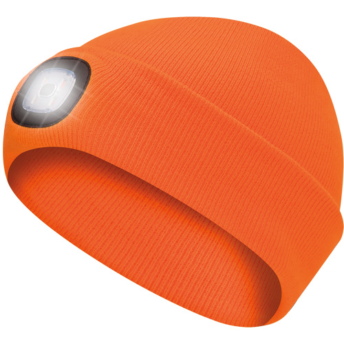 5675 Tuque en tricot avec lampe frontale &agrave; DEL, Doublure en Molleton, Taille unique, Orange haute visibilit&eacute; PB Rental Co. Ltd.