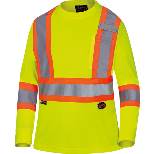 6969 Chandail de s&eacute;curit&eacute; &agrave; manches longues en il-de-perdrix pour femme, Polyester, T-petit, Jaune lime haute visibilit&eacute; PB Rental Co. Ltd.