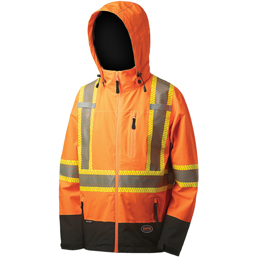 5220 Manteau de s&eacute;curit&eacute; imperm&eacute;able &agrave; coquille souple de premi&egrave;re qualit&eacute;, Polyester, Orange haute visibilit&eacute;, 2T-Grand PB Rental Co. Ltd.