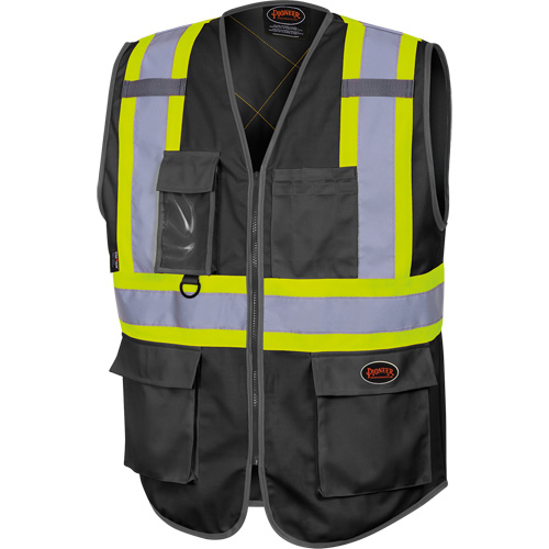 6959BK Veste de s&eacute;curit&eacute; haute visibilit&eacute; en tricot chaîne avec fermeture &agrave; glissi&egrave;re, Noir, T-petit, Polyester PB Rental Co. Ltd.