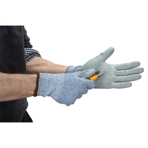Gants &eacute;lastiques &eacute;cologiques r&eacute;sistants &agrave; la coupe, Taille 7, Calibre 13, Rev&ecirc;tement Polyur&eacute;thane, Enveloppe en PEHP/rPET, ASTM ANSI niveau A2 PB Rental Co. Ltd.