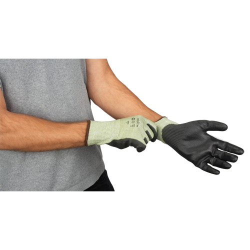 Gants &eacute;lastiques &eacute;cologiques sans coutures r&eacute;sistants &agrave; la coupe, Taille 9, Calibre 13, Rev&ecirc;tement Polyur&eacute;thane, Enveloppe en PEHP/rPET, ASTM ANSI niveau A4 PB Rental Co. Ltd.