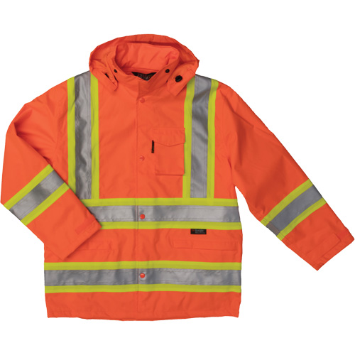 Manteau de s&eacute;curit&eacute; imperm&eacute;able en tissu ind&eacute;chirable Ripstop, Polyester, Petit, Orange haute visibilit&eacute; PB Rental Co. Ltd.