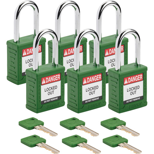 Velocity Lockout Padlocks, Green, Keyed Different, Nylon, 1-1/2" Width PB Rental Co. Ltd.