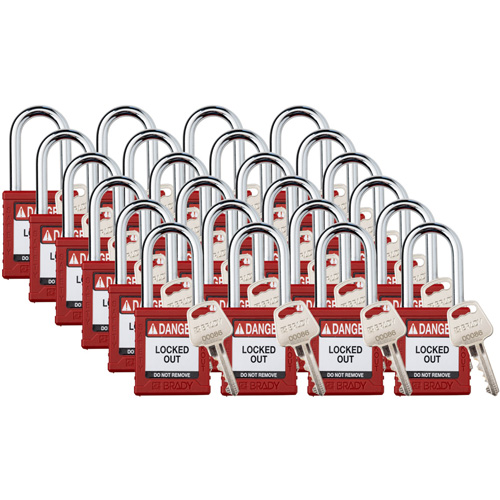 Cadenas de verrouillage Velocity, Rouge, Cl&eacute;s diff&eacute;rentes, Nylon, Largeur de 1-1/2" PB Rental Co. Ltd.