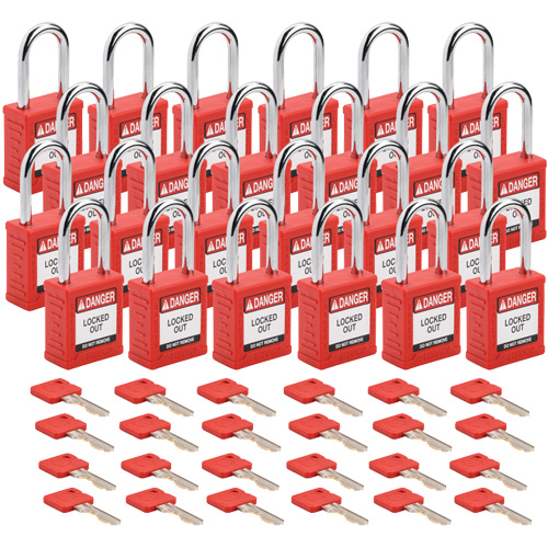 Cadenas de verrouillage Velocity, Rouge, Cl&eacute;s identiques, Nylon, Largeur de 1-1/2" PB Rental Co. Ltd.