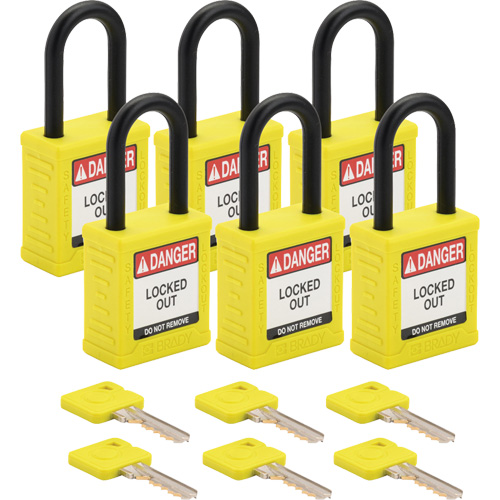 Cadenas de verrouillage Velocity, Jaune, Cl&eacute;s diff&eacute;rentes, Nylon, Largeur de 1-1/2" PB Rental Co. Ltd.