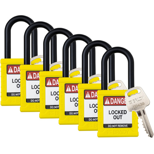 Cadenas de verrouillage Velocity, Jaune, Cl&eacute;s identiques, Nylon, Largeur de 1-1/2" PB Rental Co. Ltd.