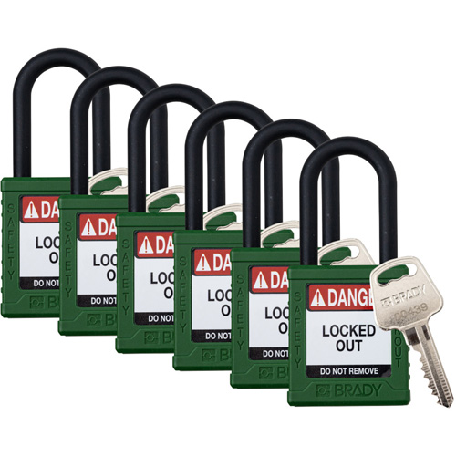 Velocity Lockout Padlocks, Green, Keyed Alike, Nylon, 1-1/2" Width PB Rental Co. Ltd.