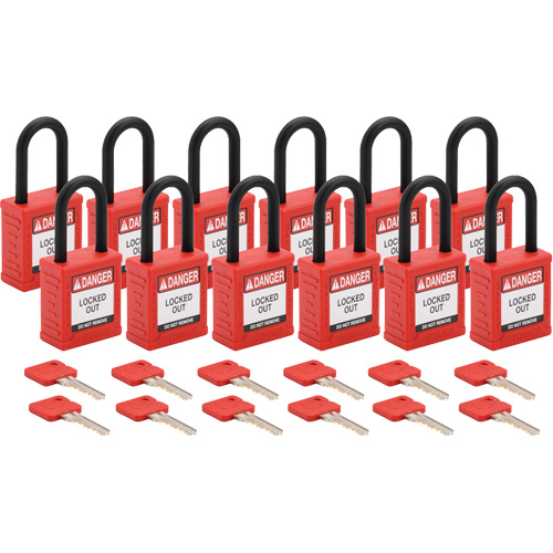 Velocity Lockout Padlocks, Red, Keyed Different, Nylon, 1-1/2" Width PB Rental Co. Ltd.