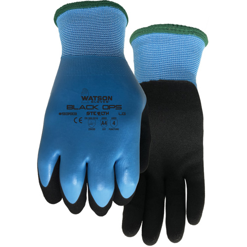 Gants hydrofuges Stealth Black Ops, Taille Petit, Calibre 15, Rev&ecirc;tement Latex de caoutchouc, Enveloppe en Fibre de verre/Polyester, ASTM ANSI niveau A4 PB Rental Co. Ltd.