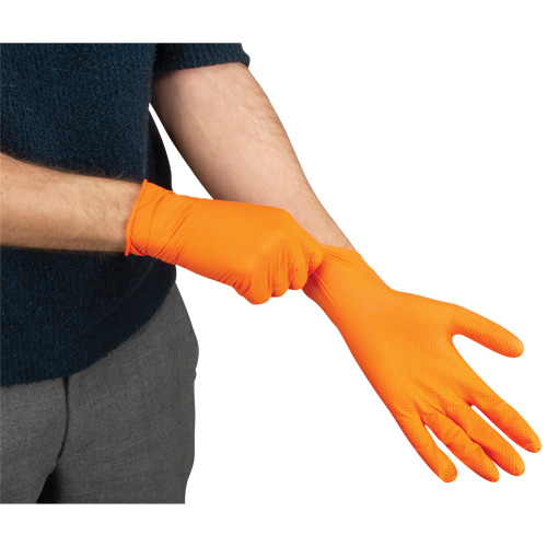 Heavyweight Tactile Grip Examination Gloves, Large, Nitrile, 8-mil, Powder-Free, Orange, Class 2 PB Rental Co. Ltd.