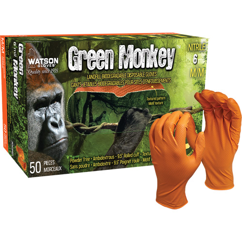 Green Monkey Disposable Gloves, Small, Nitrile, 6-mil, Powder-Free, Orange PB Rental Co. Ltd.