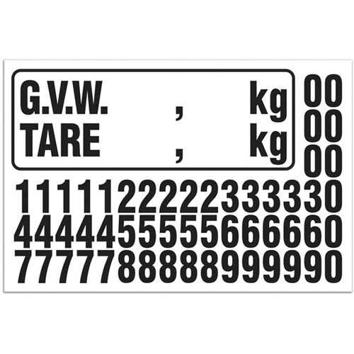 G.V.W. Truck Number Kit, Assorted Numbers/Letters/Punctuation, Black PB Rental Co. Ltd.