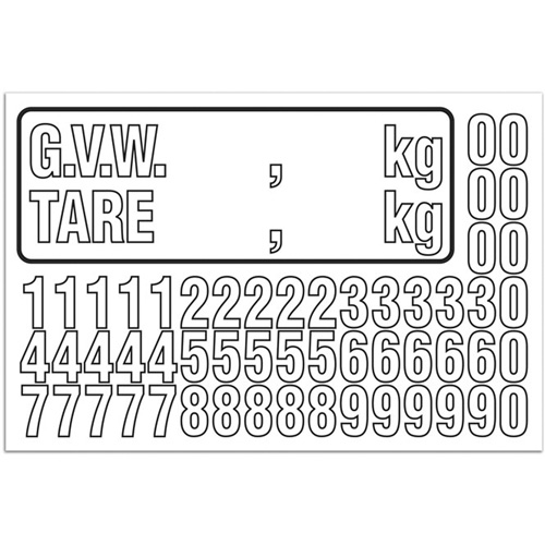 Trousse de num&eacute;rotation de la masse brute du v&eacute;hicule (MBV) pour camion, Num&eacute;ros/lettres/ponctuation assortis, Blanc PB Rental Co. Ltd.