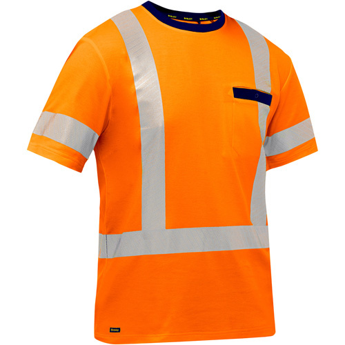 Chemise &agrave; manches courtes et X au dos Bisley, Poly-coton, Petit, Orange haute visibilit&eacute; PB Rental Co. Ltd.