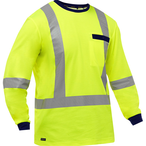 Chemise &agrave; manches longues et X au dos Bisley, Poly-coton, Petit, Jaune lime haute visibilit&eacute; PB Rental Co. Ltd.