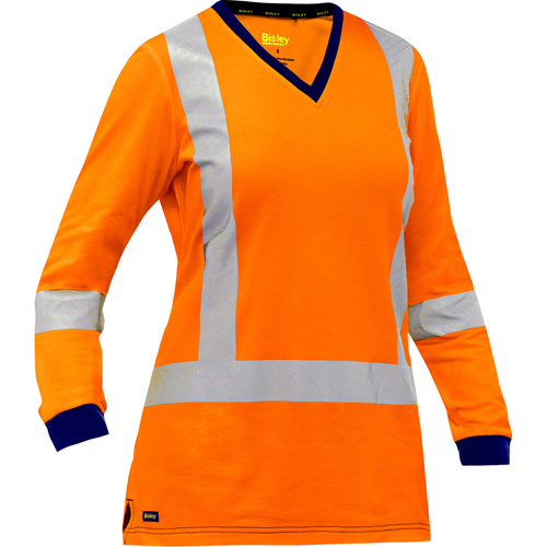 Chemise &agrave; manches longues et X au dos Bisley pour femmes, Poly-coton, Petit, Orange haute visibilit&eacute; PB Rental Co. Ltd.