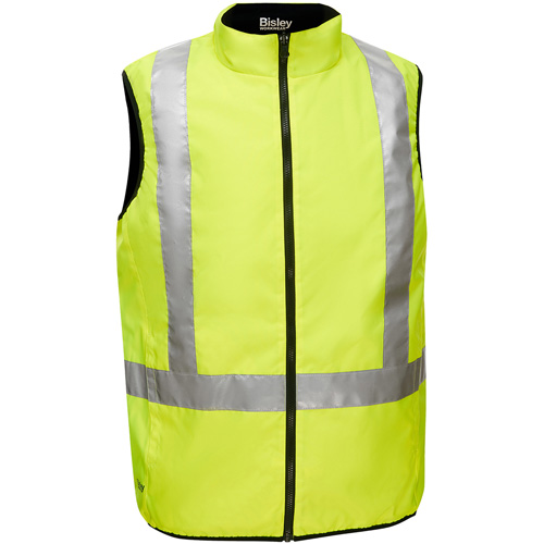 Veste bouffante r&eacute;versible avec X au dos Bisley, Jaune lime haute visibilit&eacute;, Petit, Polyester PB Rental Co. Ltd.