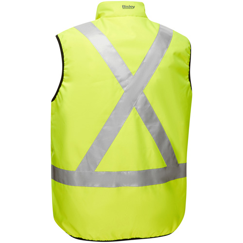 Veste bouffante r&eacute;versible avec X au dos Bisley, Jaune lime haute visibilit&eacute;, Petit, Polyester PB Rental Co. Ltd.