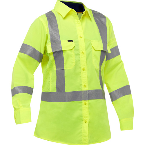 Chemise de travail &agrave; manches longues et X au dos Bisley avec X-Airflow pour femmes, Poly-coton, Petit, Jaune lime haute visibilit&eacute; PB Rental Co. Ltd.