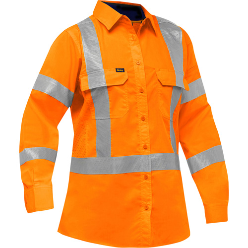 Chemise de travail &agrave; manches longues et X au dos Bisley avec X-Airflow pour femmes, Poly-coton, Petit, Orange haute visibilit&eacute; PB Rental Co. Ltd.