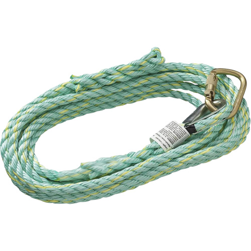 VL-1115-25 Cordage de s&eacute;curit&eacute; vertical avec mousqueton d'ancrage &agrave; une extr&eacute;mit&eacute; & &eacute;clisse dorsale d'extr&eacute;mit&eacute; &agrave; la traîne, Copolym&egrave;re PB Rental Co. Ltd.