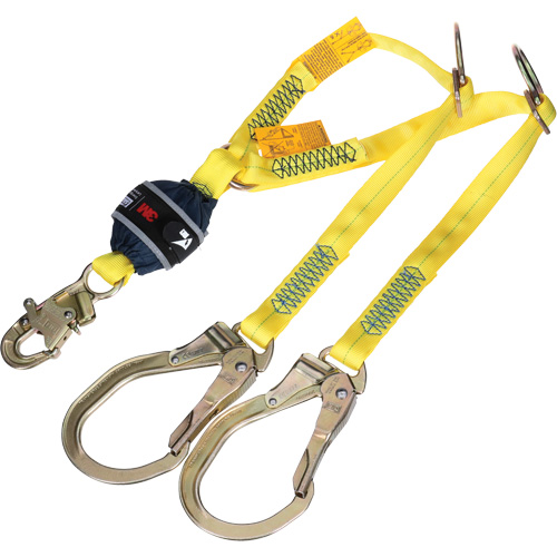 Twin-Leg Tie-Back Web Shock-Absorbing Lanyard, 4', Rebar Hook Center, Snap Hook Leg Ends, Polyester PB Rental Co. Ltd.