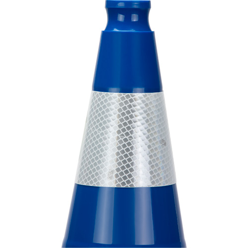 C&ocirc;ne de signalisation de premi&egrave;re qualit&eacute;, 28", Bleu, Bande(s) r&eacute;fl&eacute;chissante(s) 4" PB Rental Co. Ltd.
