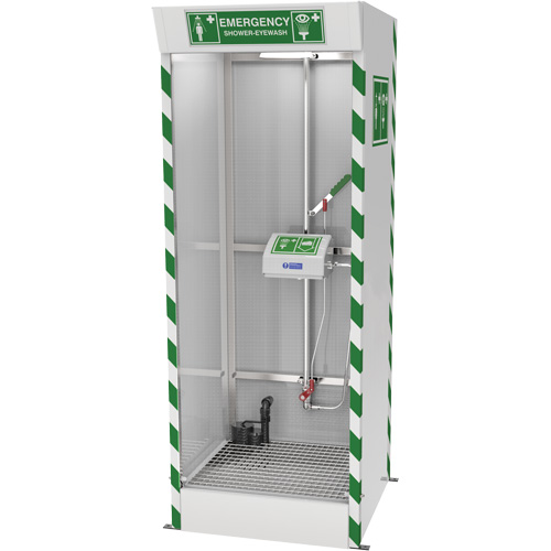 Cabine de douche d'urgence et douche oculaire/faciale couverte avec pompe de puisard PB Rental Co. Ltd.