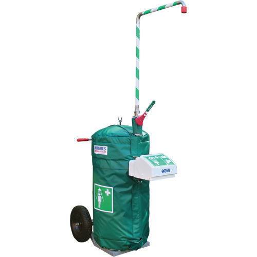 Douche d'urgence isol&eacute;e, mobile et autonome avec douche oculaire et faciale, Capacit&eacute; 30 gal., Conformit&eacute; Aucune PB Rental Co. Ltd.