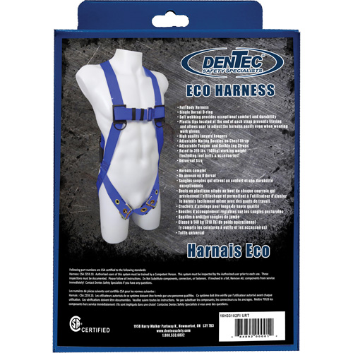 Harnais de s&eacute;curit&eacute; ECO dans une boîte de vente au d&eacute;tail, Certifi&eacute;e CSA, Classe A, Cap. 352 lb PB Rental Co. Ltd.