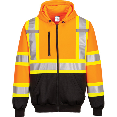 Contrast-Striped Safety Hoodie, Small, Black/High Visibility Orange PB Rental Co. Ltd.