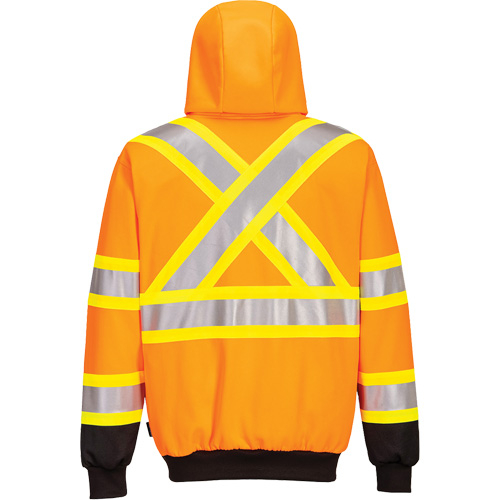 Contrast-Striped Safety Hoodie, Small, Black/High Visibility Orange PB Rental Co. Ltd.