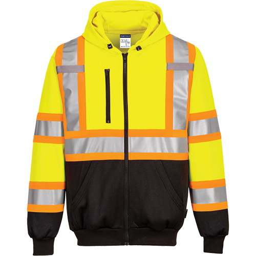 Chandail de s&eacute;curit&eacute; &agrave; capuchon avec bandes contrastantes, Petit, Noir/Jaune lime haute visibilit&eacute; PB Rental Co. Ltd.