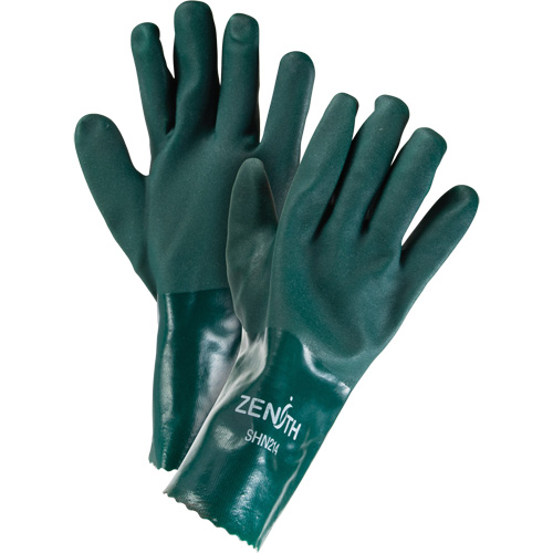 Double Dipped Green Gloves, 12" L, PVC, Cotton Jersey Inner Lining, 70-mil PB Rental Co. Ltd.