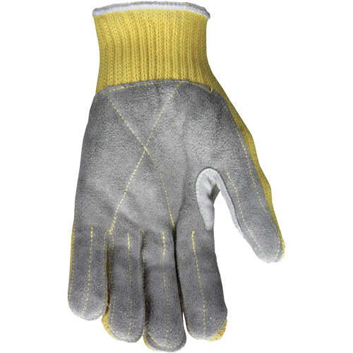 Gants de travail r&eacute;sistant &agrave; la coupe CutPro avec paume en cuir fendu, Taille Petit, Calibre 7, Enveloppe en Kevlar, ASTM ANSI niveau A3 PB Rental Co. Ltd.