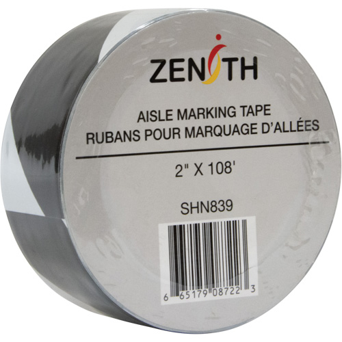 Aisle Marking Tape, 2" x 108', PVC, Black and White PB Rental Co. Ltd.